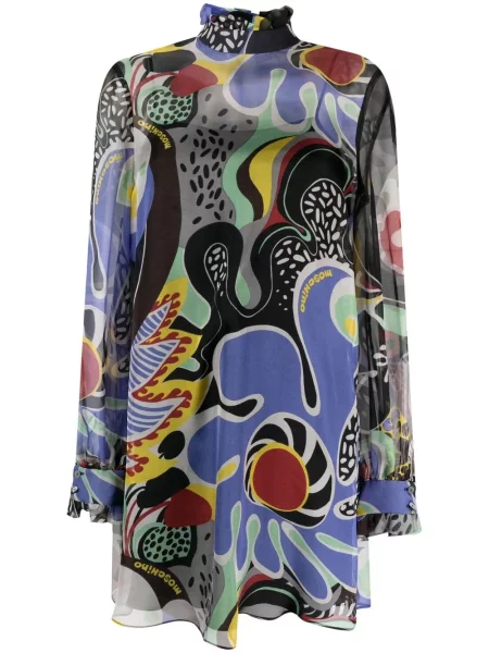Rochie Moschino cu model floral cu imagine de costum negru
