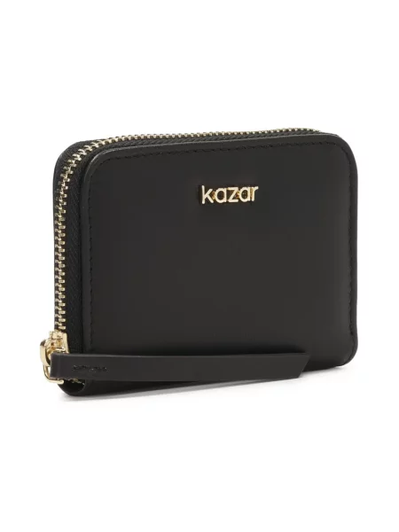 Kompaktowy portfel Kazar skórzany czarny