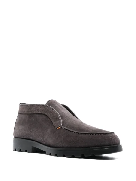Pantofi loafer Santoni din piele de căprioară gri