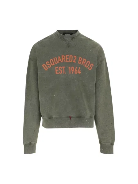 Bluzy Mężczyzna Zielony XL Bluza z efektem vintage Dsquared2 oliwkowa