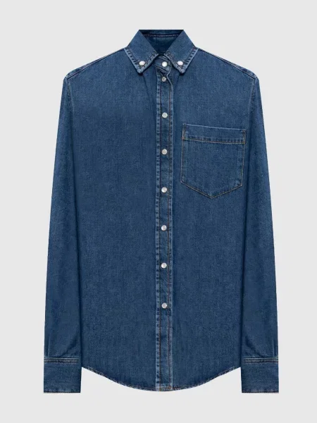 Джинсова сорочка з акцентними плечима Thierry Mugler синя