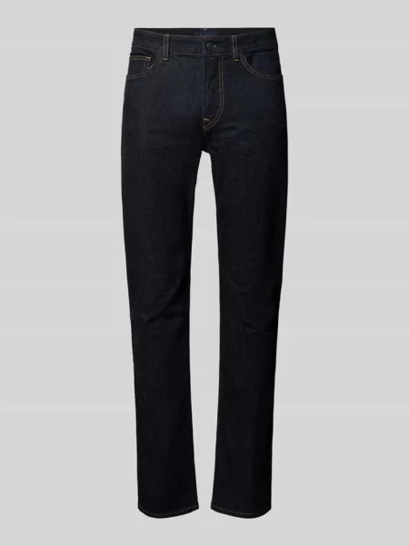 Jeansy w kroju slim fit z tkaniną stylizowaną na denim w surowym wykończeniu Pepe Jeans granatowe