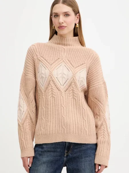 Svetr s příměsí vlny Twinset s golfem oranžový