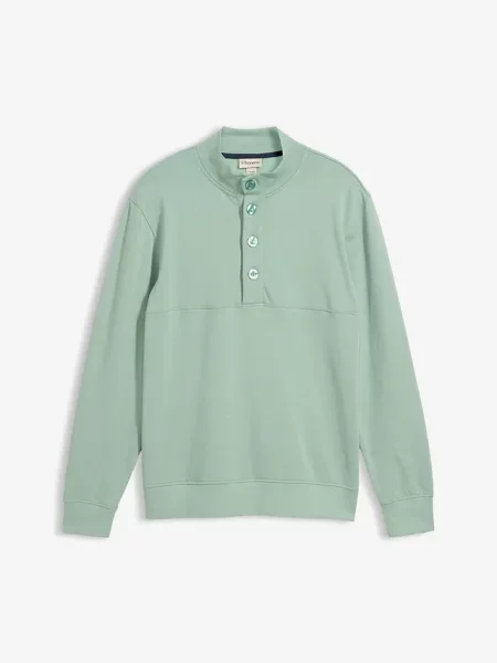 Bluza z listwą guzikową z czystej bawełny organicznej zielona