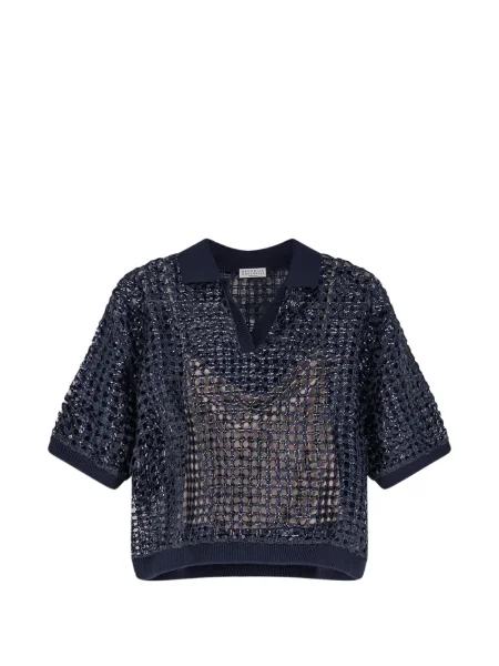 Top Brunello Cucinelli cu paiete albastru