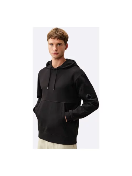 Lniana bluza z kapturem C.p. Company czarna