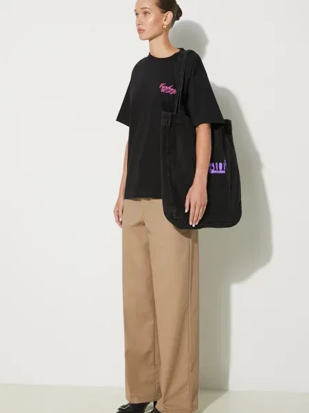 Штани Carhartt WIP Craft Pant прямі висока посадка бежевий