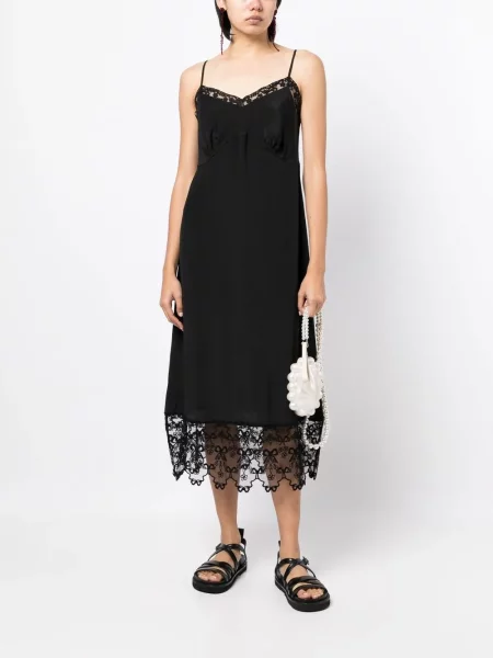 Nėriniuota kostiumas midi suknelė Simone Rocha iki kelių juoda