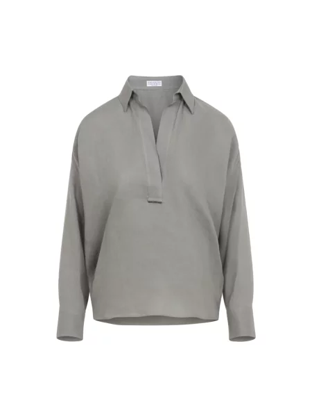 Lniana bluzka Brunello Cucinelli szara