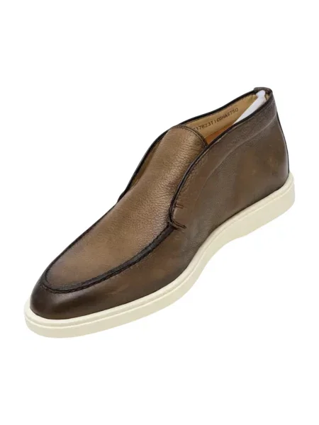 Sneakersy Santoni skórzane brązowe