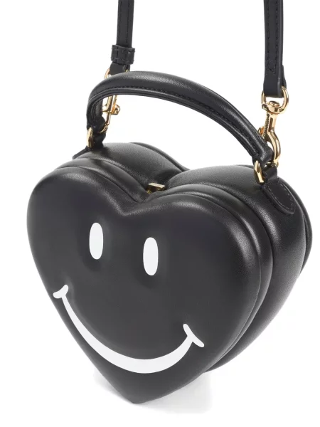 Geantă Moschino cu motiv cu inimi negru