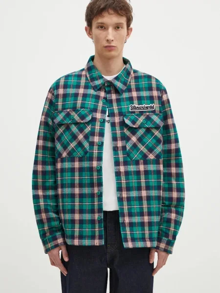 Billionaire Boys Club kurtka koszulowa Padded Check Overshirt zielona