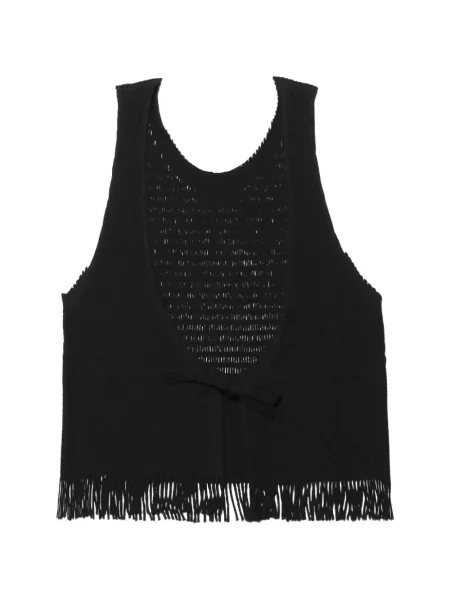 Top Issey Miyake cu franjuri tricotate negru