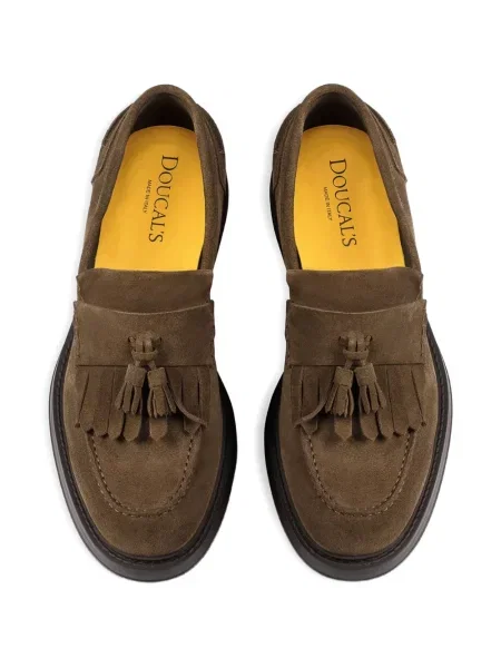 Pantofi loafer Doucal's din piele de căprioară verde