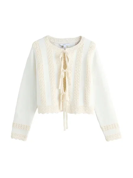 Next Geacă tricotată ecru / deschis bej