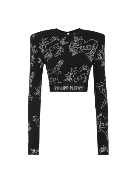 Top Philipp Plein o skróconej długości czarny