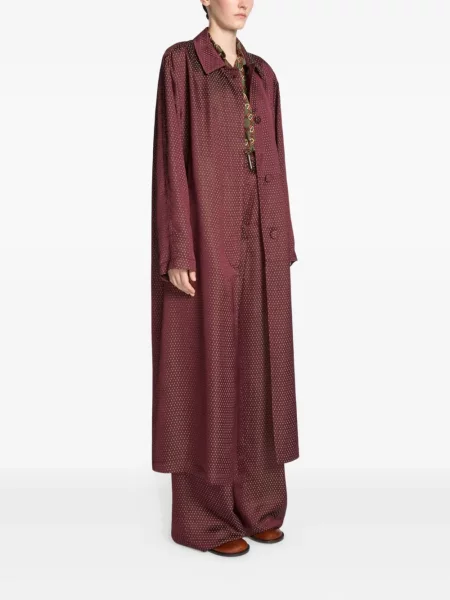 Płaszcz Dries Van Noten w grochy żakardowy czerwony