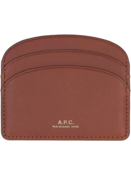Portfel A.p.c. skórzany z logo brązowy