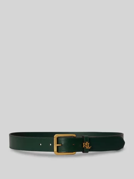 Pasek z naturalnej skóry bydlęcej z detalem z logo Lauren Ralph Lauren