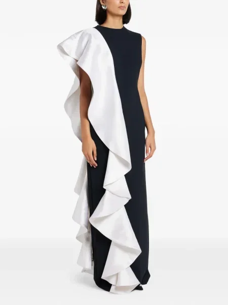 Rochie Greta Constantine cu volane de costum negru