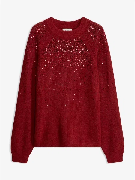 Sweter z cekinami czerwony