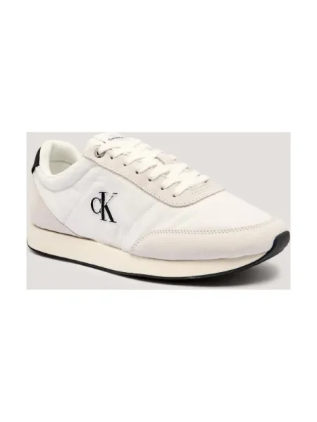 Calvin Klein Sneakers RETRO | piele întoarsă alb
