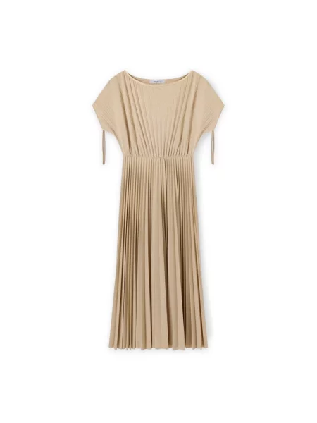 Sukienka midi Motivi z dżerseju do kolan beżowa