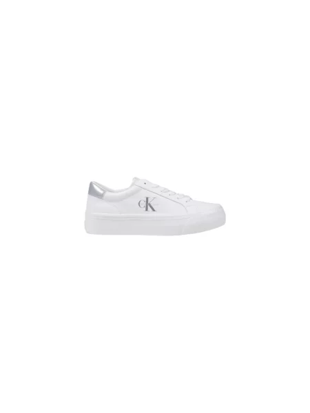 Calvin Klein Jeans Buty Kobieta 40 EU Srebrne Skórzane Buty na Sznurowadła biały