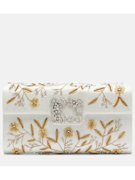 Satenska pisemska torbica Roger Vivier bela