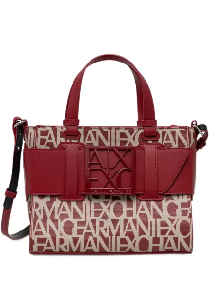 Shopper torbica Armani Exchange s printom sa kopčom crvena