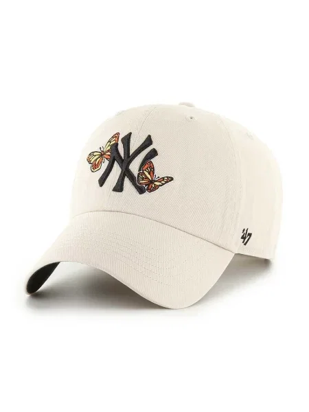 Шапка с козирка 47 brand MLB New York Yankees с апликация бежово
