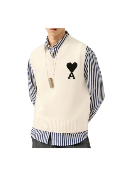 Sweter Ami Paris beżowy