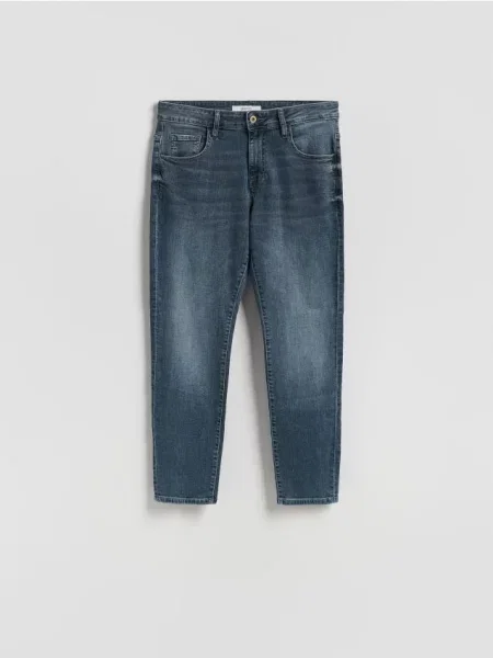 Reserved Blugi slim cu efect prespălat bleumarin