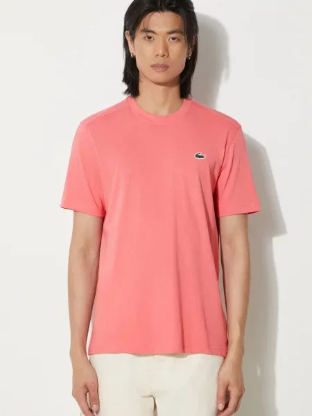 Футболка Lacoste рожевий однотонна чорна