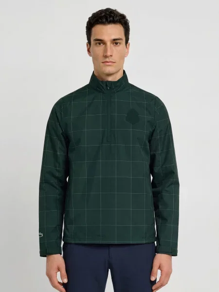 Lacoste Bunda Přes Hlavu tmavě zelená bílá