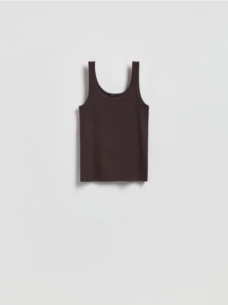 Reserved Top simplu din maro-închis maro