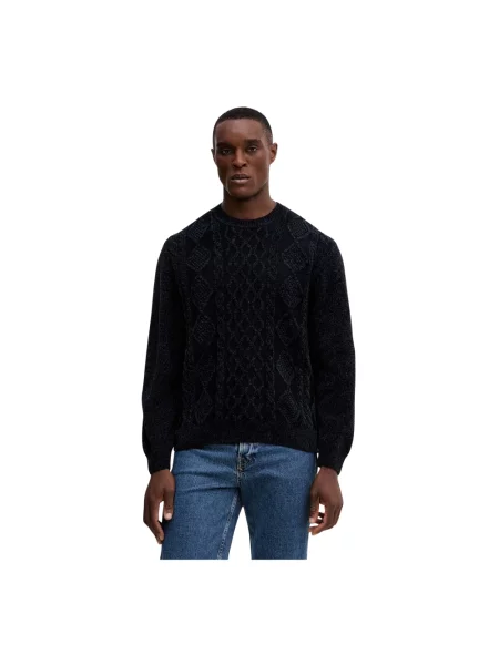 Armani Exchange sweter z dodatkiem wełny niebieski