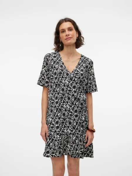 VERO MODA Obleka VMPAGE črna bela