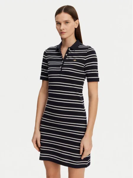 Gant Každodenní šaty Striped Shield Tmavomodrá bílé