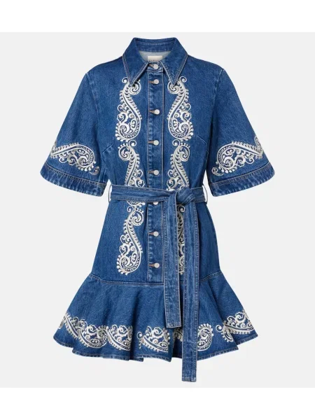 Sukienka jeansowa Alemais z wzorem paisley niebieska