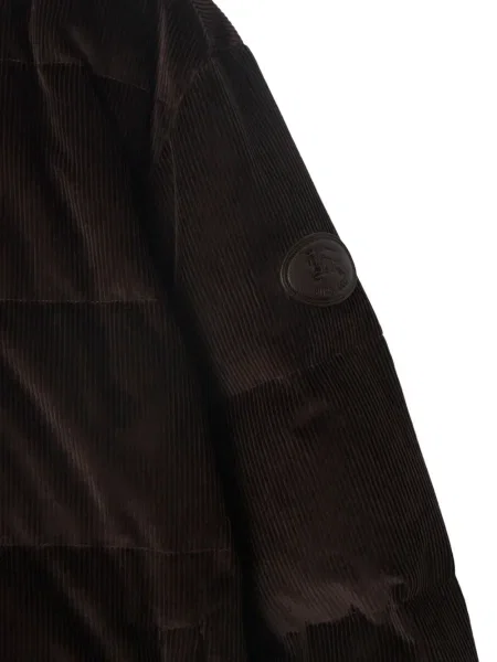 Geacă cu puf Burberry de catifea cord maro