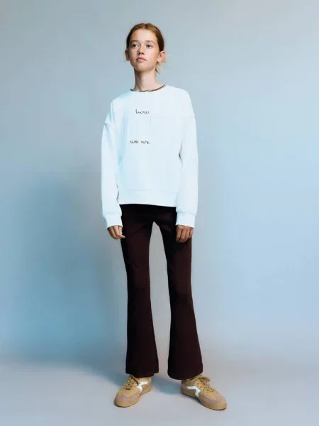 Legginsy z wywijaną talią Dzieci 12 MANGO KIDS brązowy