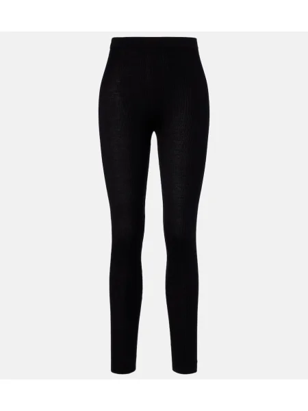 Legginsy Saint Laurent wełniane czarne