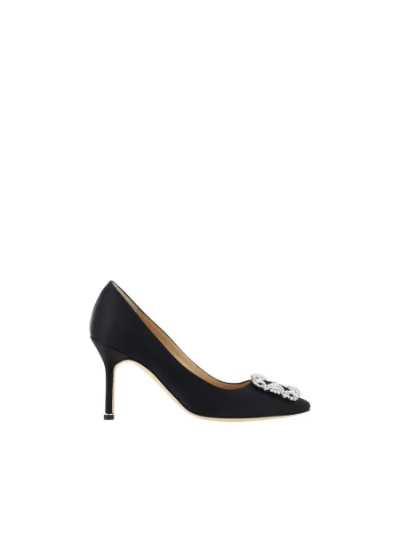 Satynowa czółenka Manolo Blahnik czarna