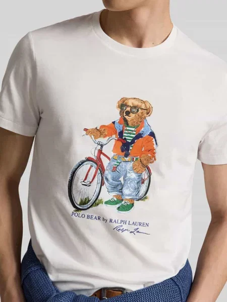 T-shirt o kroju slim fit z nadruk polo bear Polo Ralph Lauren biała