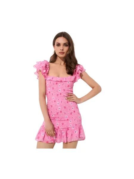 Sukienka mini Loveshackfancy w kwiatki różowa