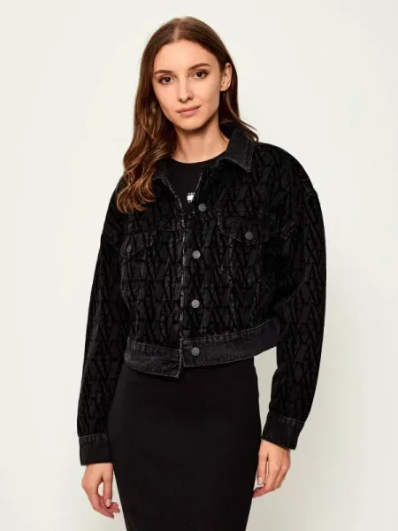 Armani Exchange geacă jeans de tranziție negru