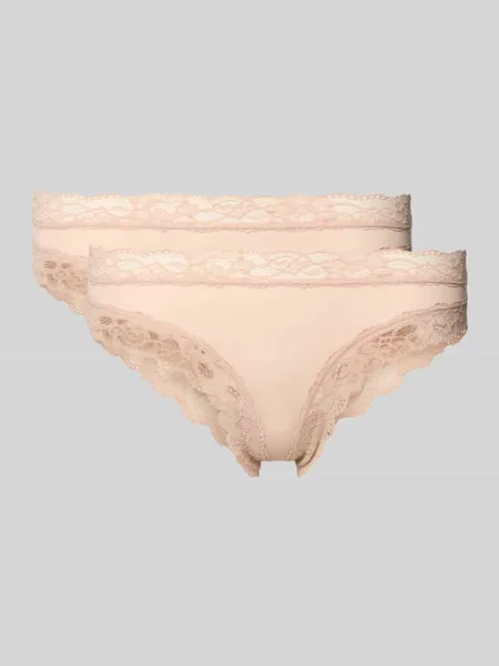Figi o kroju slim fit z obszyciem koronką model Rio' Skiny różowe