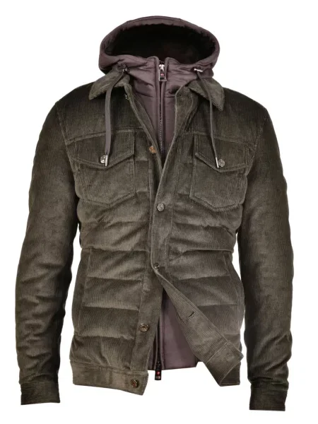 Palton Kiton de catifea cord cu glugă verde