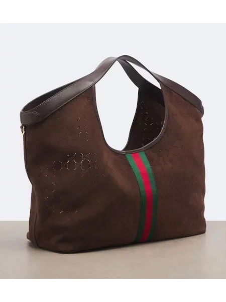 Geantă shopper Gucci din piele de căprioară maro